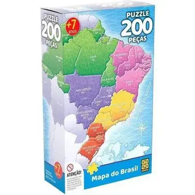 Quebra Cabeça 200 Peças Mapa do Brasil