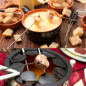 Conjunto Fondue Com 6 Peças e 1 Panela Em Cerâmica 385ml 11x15cm