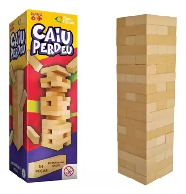 Jogo Caiu Perdeu De Madeira 54 Peças