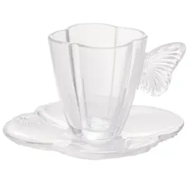 Conjunto 4 Xícaras de Chá de Vidro com Pires Butterfly 180ml - Wolff