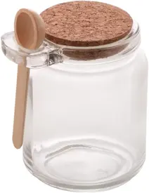 Porta Tempero de Vidro com Colher de Bambu e Tampa Rolha 240ml - Lyor