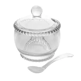 Açucareiro de Cristal com Colher Pearl 10x10x11cm