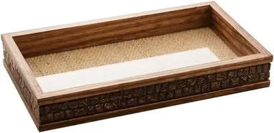 Bandeja de Madeira com Sisal Trançado Natural 30cm x 17cm x 4cm - Woodart