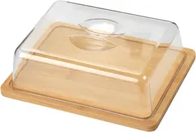 Bandeja de Bambu com Tampa de Acrílico 28x16cm