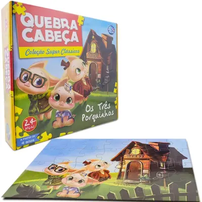 Quebra Cabeça 24pcs Os Três Porquinhos