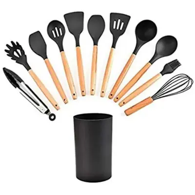 Kit de Cozinha 12pcs em Silicone e Bambu -