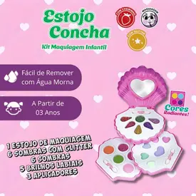 Kit Maquiagem Infantil DM Beauty Estojo Concha